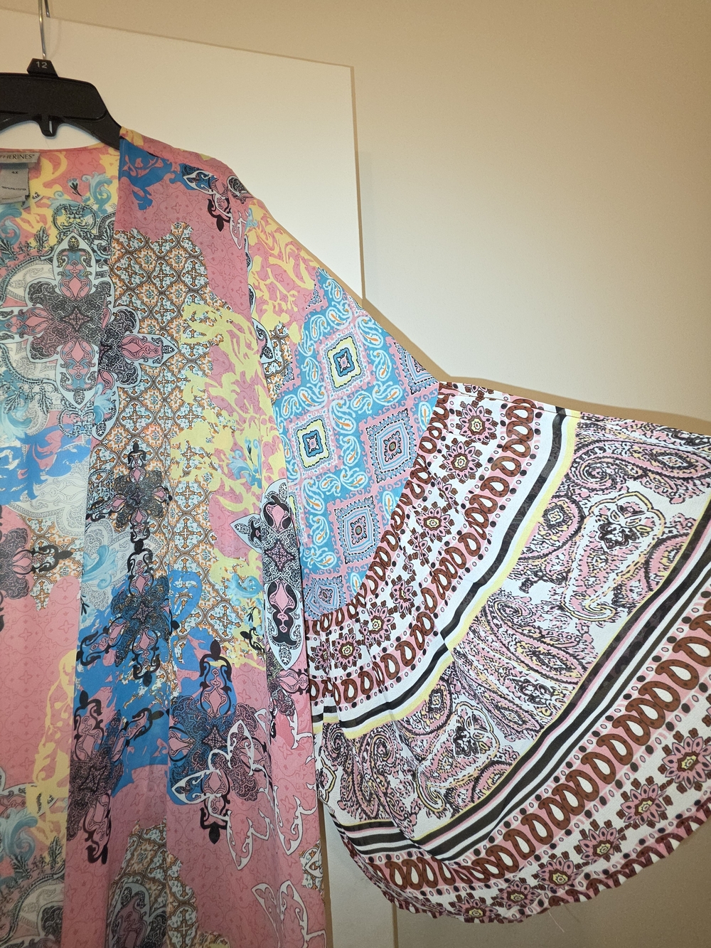 Catherines Multicolor Floral Patchwork Kimono - Pink, Blue & Yellow